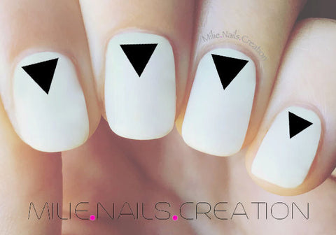 Black Triangle Nail Decals, Geometric nail Decal